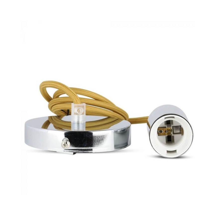 Cabo de carregamento 1xE27/60W/230V castanho/cromado brilhante