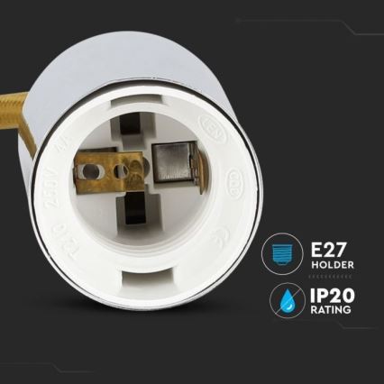 Cabo de carregamento 1xE27/60W/230V castanho/cromado brilhante