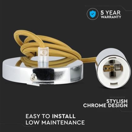 Cabo de carregamento 1xE27/60W/230V castanho/cromado brilhante