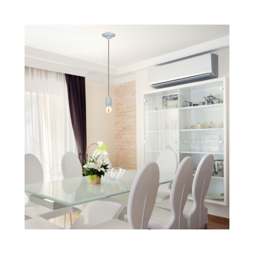 Cabo de carregamento 1xE27/60W/230V cinzento/porcelana