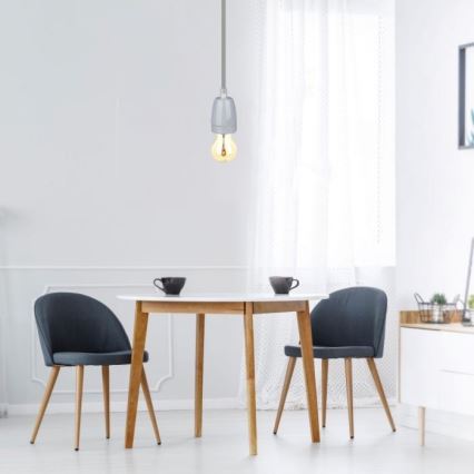 Cabo de carregamento 1xE27/60W/230V cinzento/porcelana