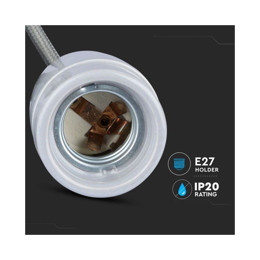 Cabo de carregamento 1xE27/60W/230V cinzento/porcelana