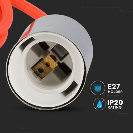 Cabo de carregamento 1xE27/60W/230V laranja/cromado brilhante