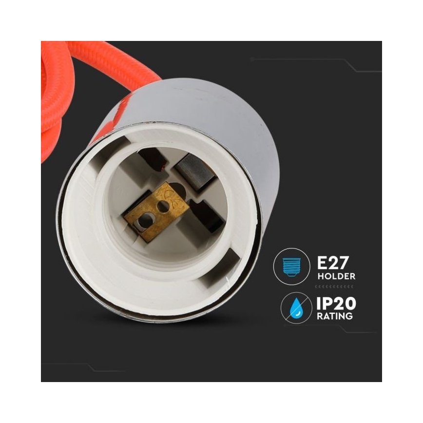 Cabo de carregamento 1xE27/60W/230V laranja/cromado brilhante