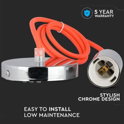 Cabo de carregamento 1xE27/60W/230V laranja/cromado brilhante