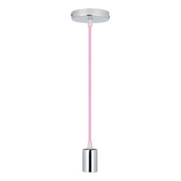 Cabo de carregamento 1xE27/60W/230V rosa claro/cromado brilhante