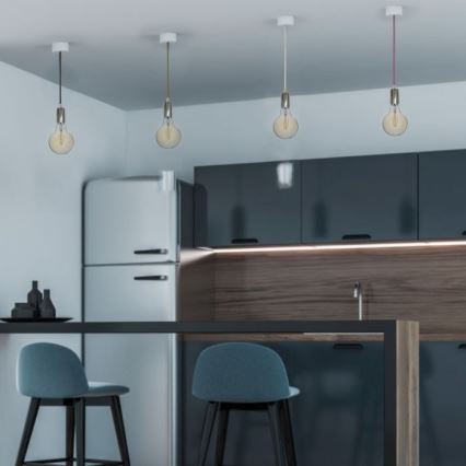 Cabo de carregamento 1xE27/60W/230V rosa claro/cromado brilhante