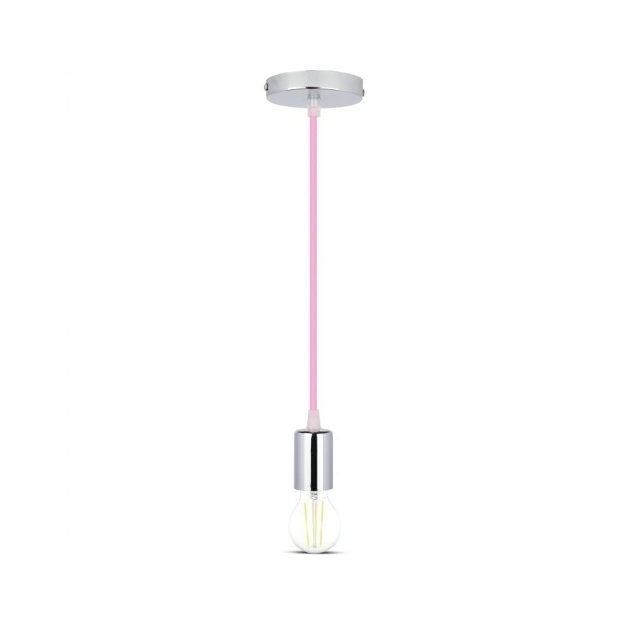 Cabo de carregamento 1xE27/60W/230V rosa claro/cromado brilhante