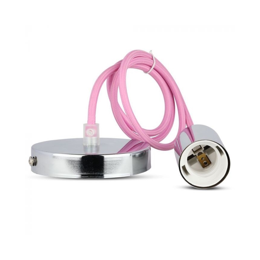 Cabo de carregamento 1xE27/60W/230V rosa claro/cromado brilhante