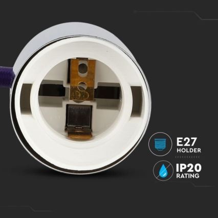 Cabo de carregamento 1xE27/60W/230V roxo/cromado brilhante