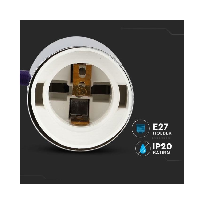 Cabo de carregamento 1xE27/60W/230V roxo/cromado brilhante