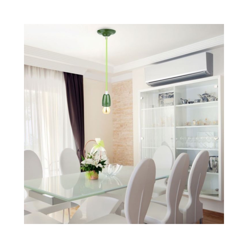 Cabo de carregamento 1xE27/60W/230V verde/porcelana