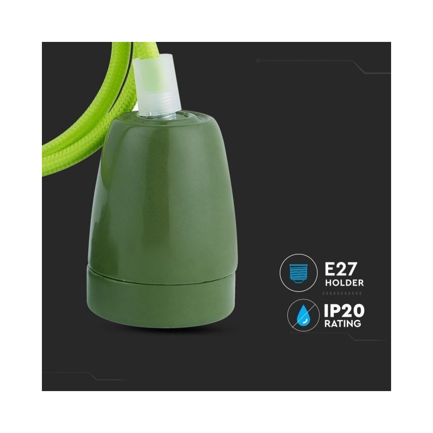Cabo de carregamento 1xE27/60W/230V verde/porcelana
