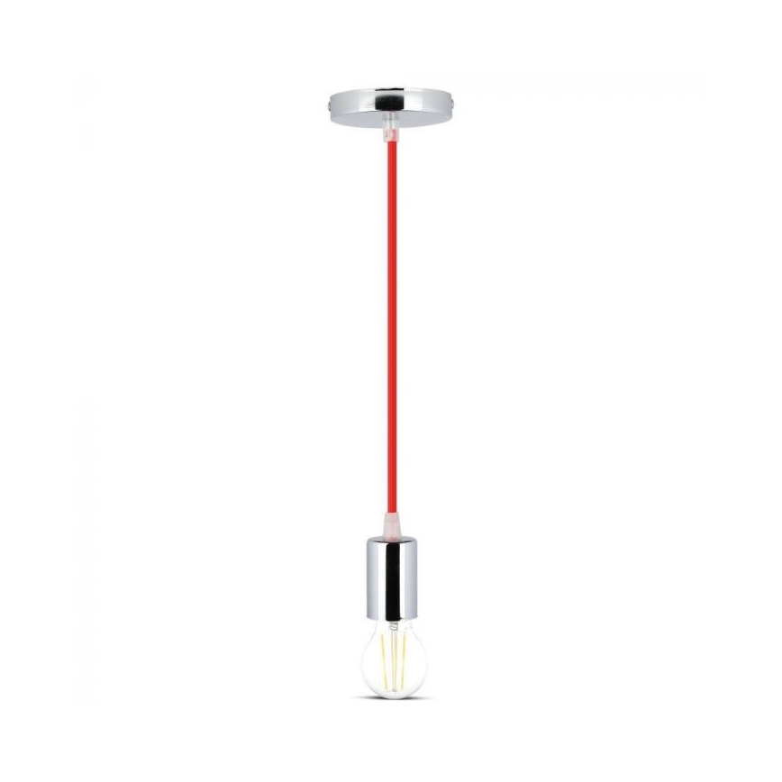 Cabo de carregamento 1xE27/60W/230V vermelho/cromado brilhante