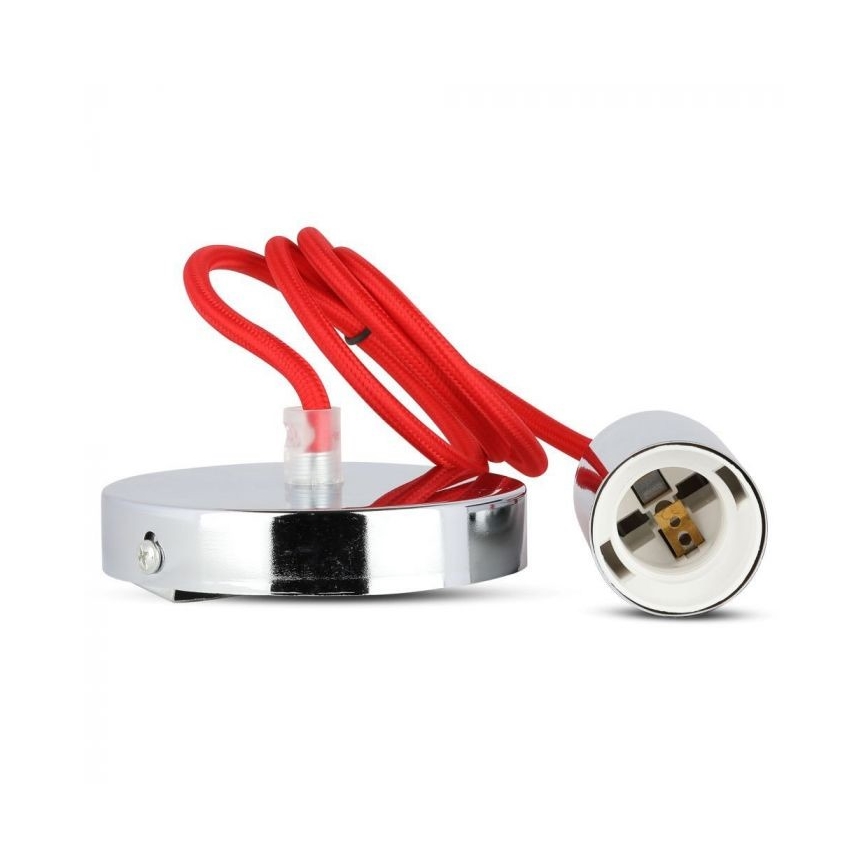 Cabo de carregamento 1xE27/60W/230V vermelho/cromado brilhante