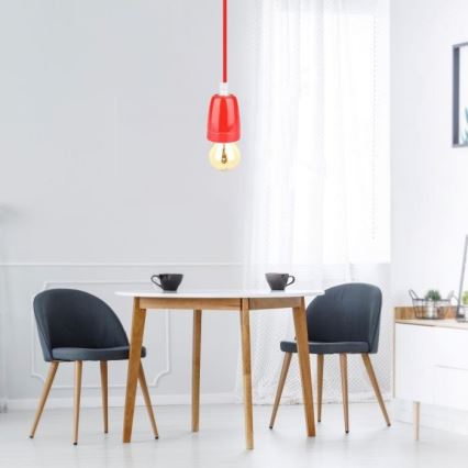 Cabo de carregamento 1xE27/60W/230V vermelho/porcelana