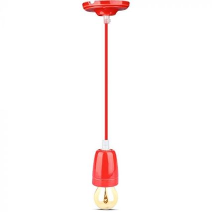 Cabo de carregamento 1xE27/60W/230V vermelho/porcelana