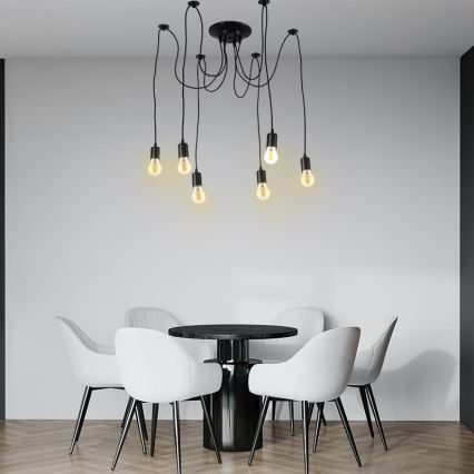 Cabo de carregamento 6xE27/60W/230V aranha preto