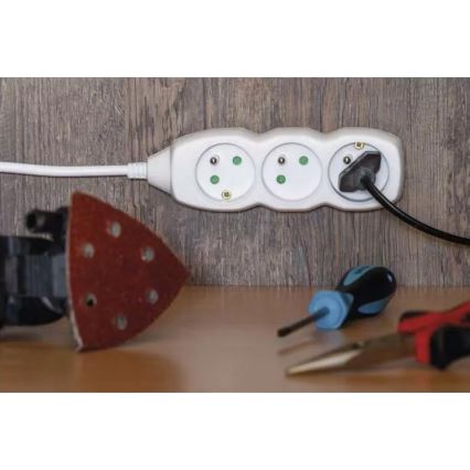 Extensão de cabo 3 tomadas 5m branca