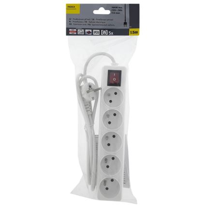 Cabo de extensão com interruptor 5 pinos 1,5m