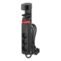 Cabo de extensão com fixação para mesa 3Z + 3xUSB 1,5m preto