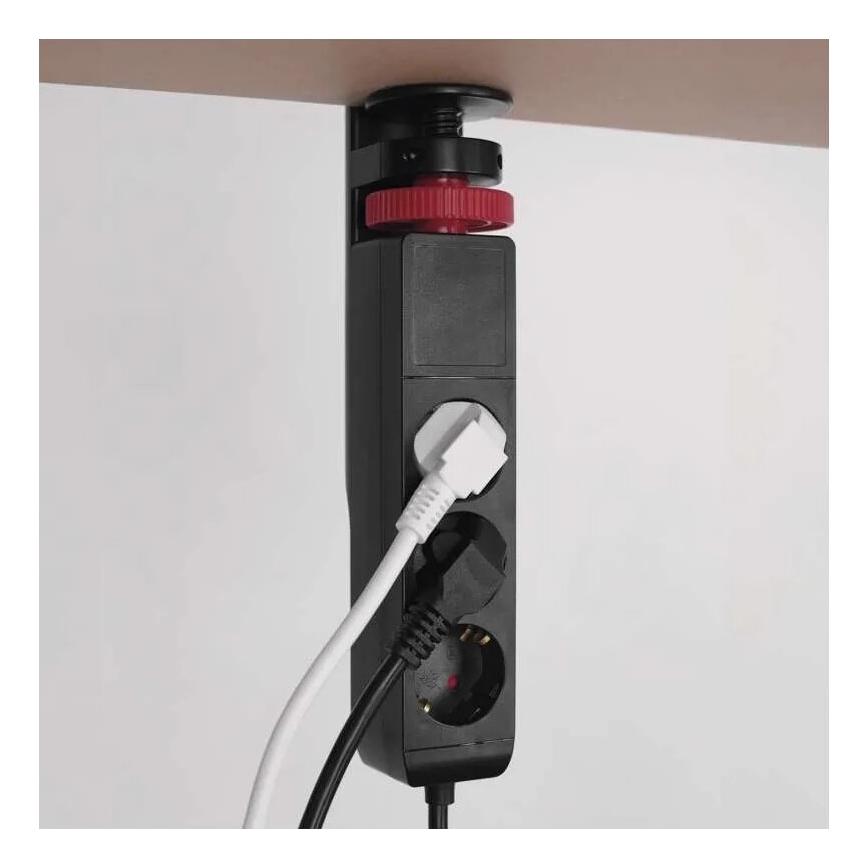 Cabo de extensão com fixação para mesa 3Z + 3xUSB 1,5m preto