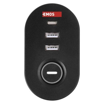 Cabo de extensão com fixação para mesa 3Z + 3xUSB 1,5m preto