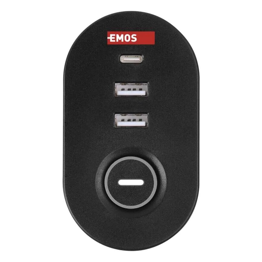 Cabo de extensão com fixação para mesa 3Z + 3xUSB 1,5m preto