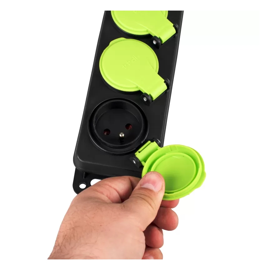 Cabo de extensão com interruptor, 3 tomadas, 10m, IP44