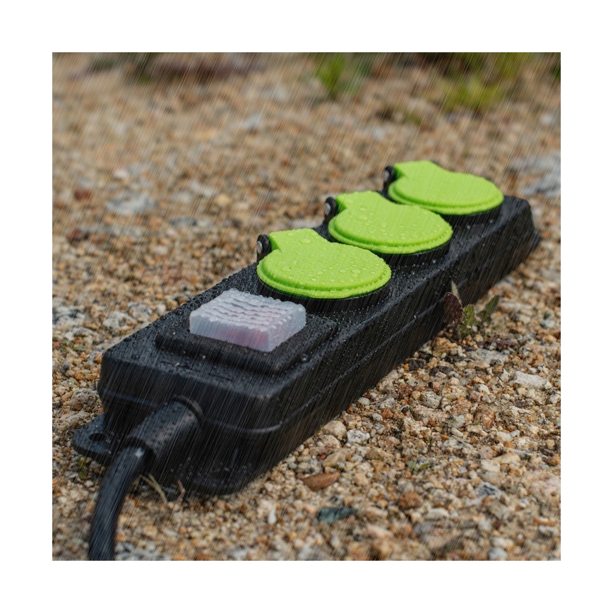 Cabo de extensão com interruptor 3 tomadas 20 m IP44