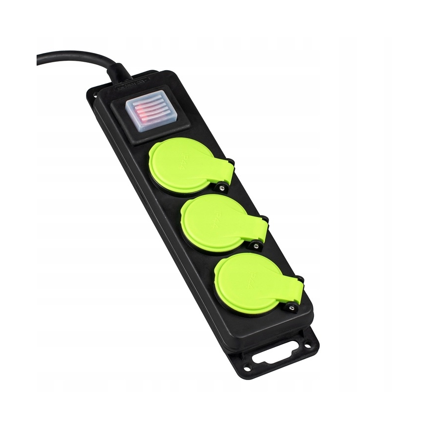 Cabo de extensão com interruptor 3 tomadas 20 m IP44