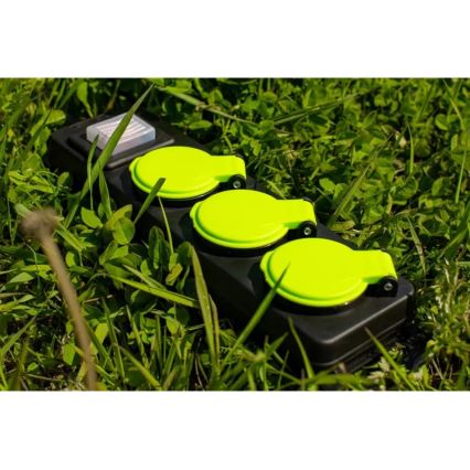 Cabo de extensão com interruptor, 3 tomadas, 3 m, IP44