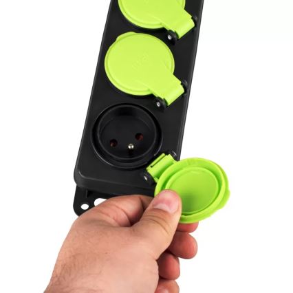 Cabo de extensão com interruptor, 3 tomadas, 3 m, IP44