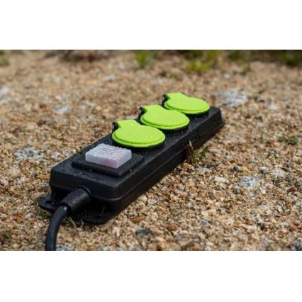 Cabo de extensão com interruptor, 3 tomadas, 5 m, IP44