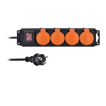 Cabo de extensão com interruptor 4 tomadas 5m IP44