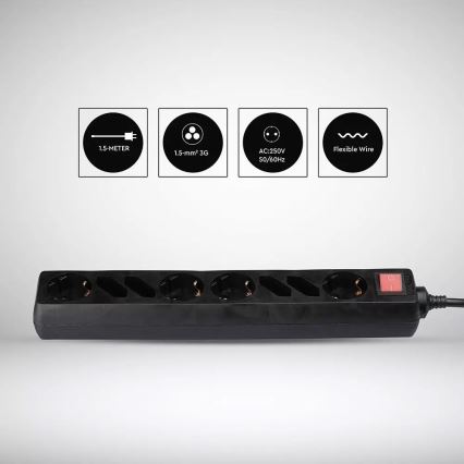 Cabo de extensão com interruptor SCHUKO 8Z 1,5 m