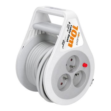 Cabo de extensão em carretel, 3 tomadas, 10 m