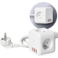 Cabo de extensão em cubo com interruptor LINEA 3x230V + 4xUSB A/C branco