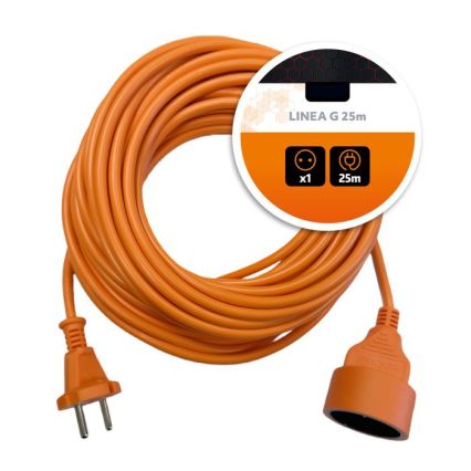 Cabo de extensão LINEA G 1 tomada 25m laranja