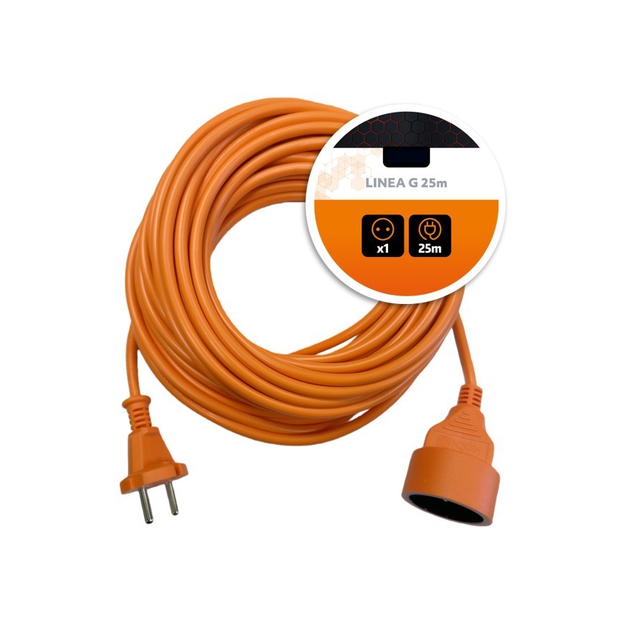 Cabo de extensão LINEA G 1 tomada 25m laranja