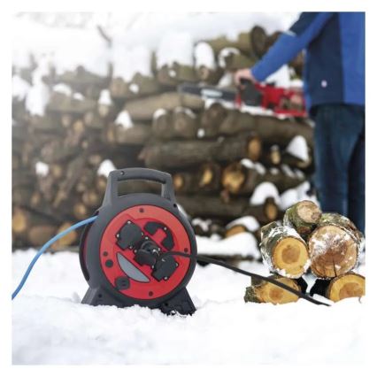 Extensão elétrica em carretel 3 tomadas 20m vermelho/preto IP44