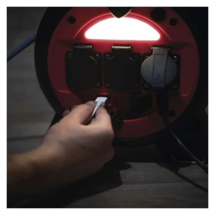 Extensão elétrica em carretel 3 tomadas 20m vermelho/preto IP44