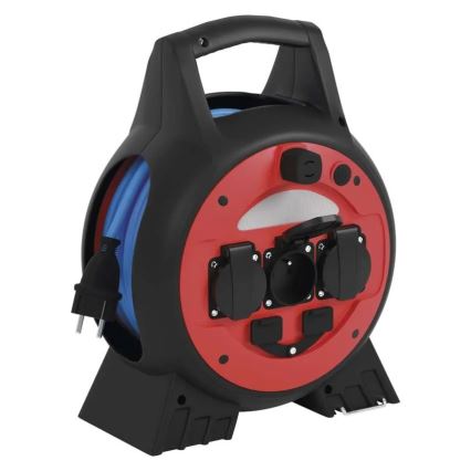 Extensão elétrica em carretel 3 tomadas 20m vermelho/preto IP44