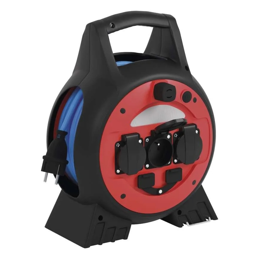 Extensão elétrica em carretel 3 tomadas 20m vermelho/preto IP44