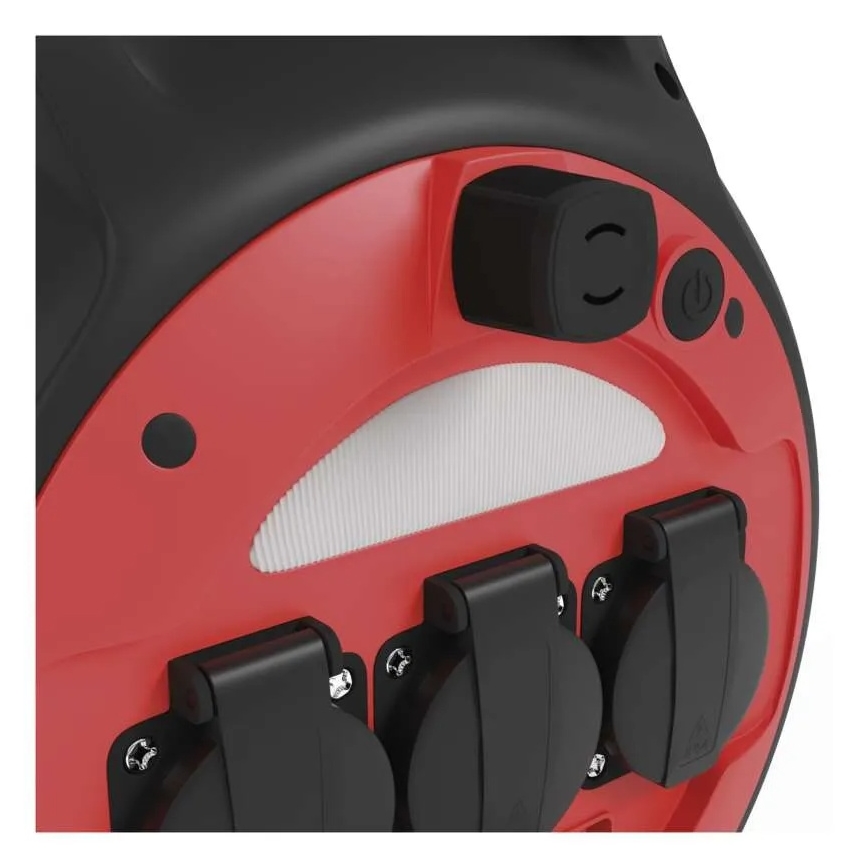 Extensão elétrica em carretel 3 tomadas 20m vermelho/preto IP44