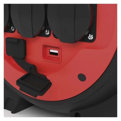 Extensão elétrica em carretel 3 tomadas 20m vermelho/preto IP44