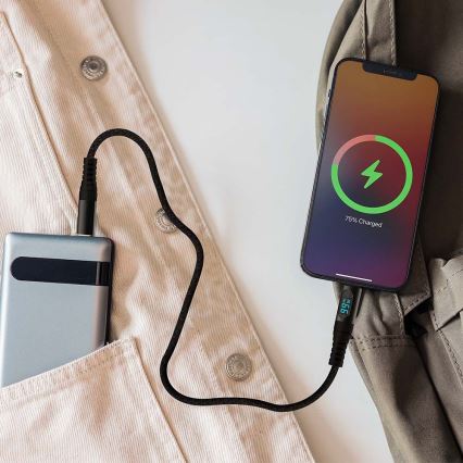 Cabo USB TYPE C conector LED display 1m