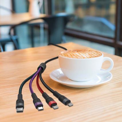 Cabo USB USB-A / USB Lightning / MicroUSB / USB-C 1,2m multicolor