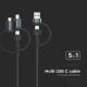 Cabo USB USB-A/ USB Lightning / MicroUSB / USB-C Power Delivery 60W 1,2m preto