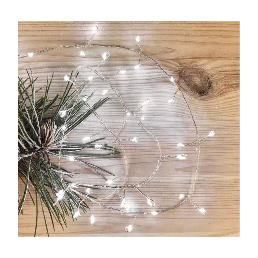 Cadeia de luzes de Natal LED 100 LEDs/3xAA 2,7 m branco frio